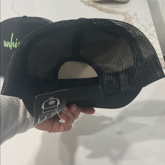 UNHINGED Black with lime green text Trucker Hat